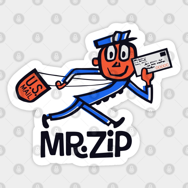 Mr. Zip 'Zippy' - USPS - Postal Service - Retro Sticker by EverGreene